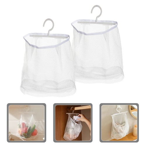 2 Pcs Mesh Hanging Bag Wall Basket Storage Cloth Laundry Bags Dryer