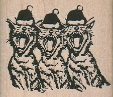 Kitty Carols 2 x 1 3/4" Rubber Stamp, Cat Stamp, Funny Cat, Cute Cat Stamp