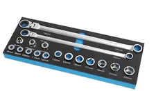 17PC Extra Long Flex-Head Ratcheting Wrench Set, Metric Double Box End w/ 8-22mm