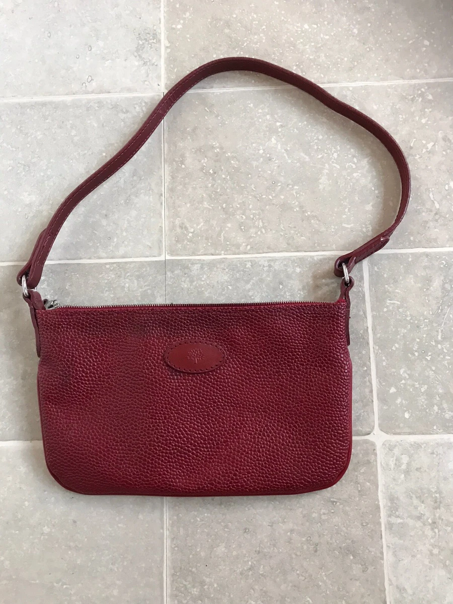 Vintage Mulberry Scotchgrain Red Leather Handbag Small Mini Baguette VGC