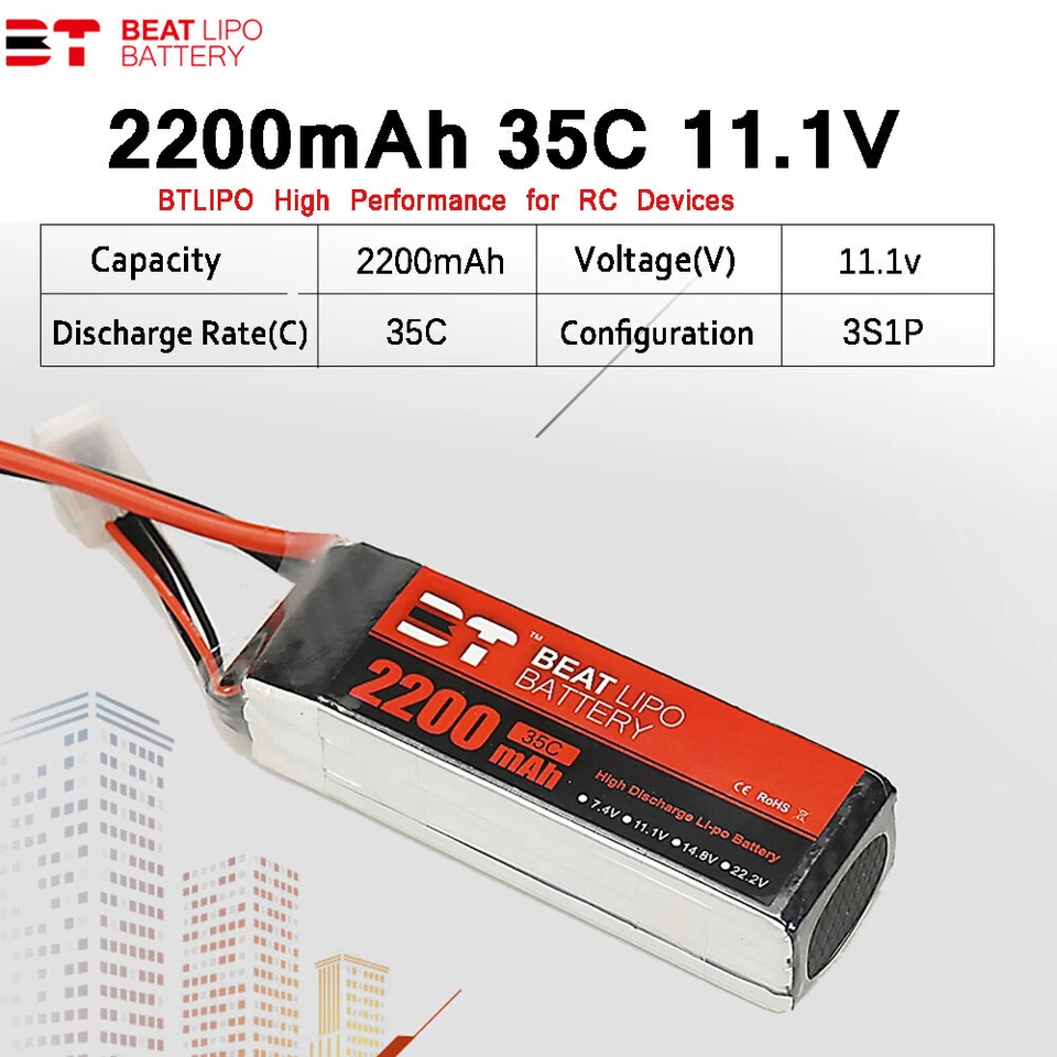 2X BTBEATLIPO 3S Lipo Battery 11.1V 2200mAh XT60 for FPV RC Freewing Jet Plane - Image 2 of 4