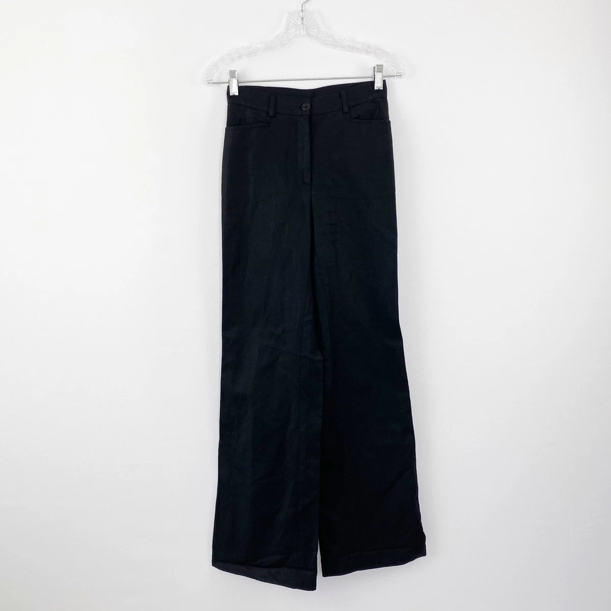 FENDI Roma Amor x Swinger International Black Wide Leg Trousers Linen Size 6