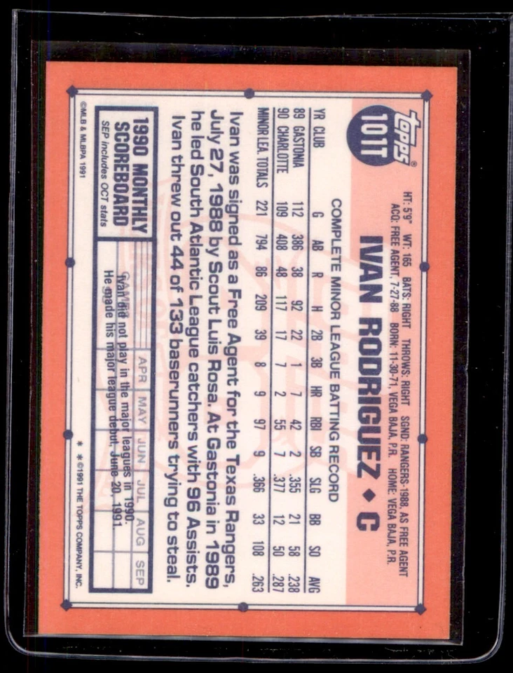 1991 Topps Traded #101T Ivan Rodriguez RC - Image 2 of 2