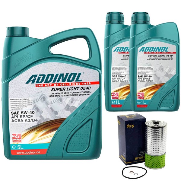 MotoröL Set Addinol 5W-40 Super Light 7 Liter + ÖLfilter FüR Mercedes T1 B601-image