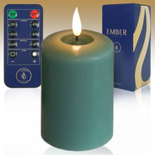 EMBER&trade; LED Candle Flameless Flickering Sage Green Battery Powered 10cm