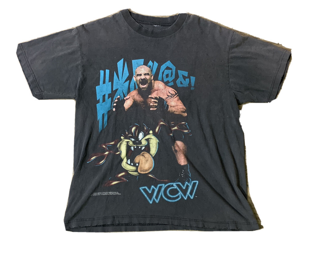 Vintage 90s WCW Goldberg Taz Wrestling T Shirt Cartoon Tee