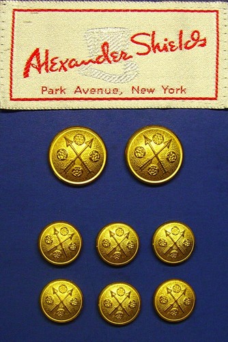 8 ALEXANDER SHIELDS GOLD TONE 2 PART JACKET REPLACEMENT BUTTONS FAIR USED COND