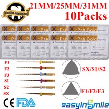 10Pks Dental Endo Rotary Niti X-Pro Gold Taper Files Endodontic SX-F3 21/25/31mm