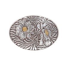 Oval Sunflower Engraving Belt Buckle