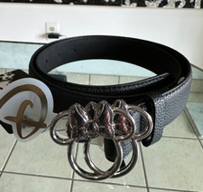 Minnie Mouse Belt Women  s Medium Black Pebbled Silver Buckle Walt Disney NEW