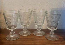 Set of 8 VERSAILLES by La Rochere Shell Scroll Clear Wine Goblets, France - 6.5"