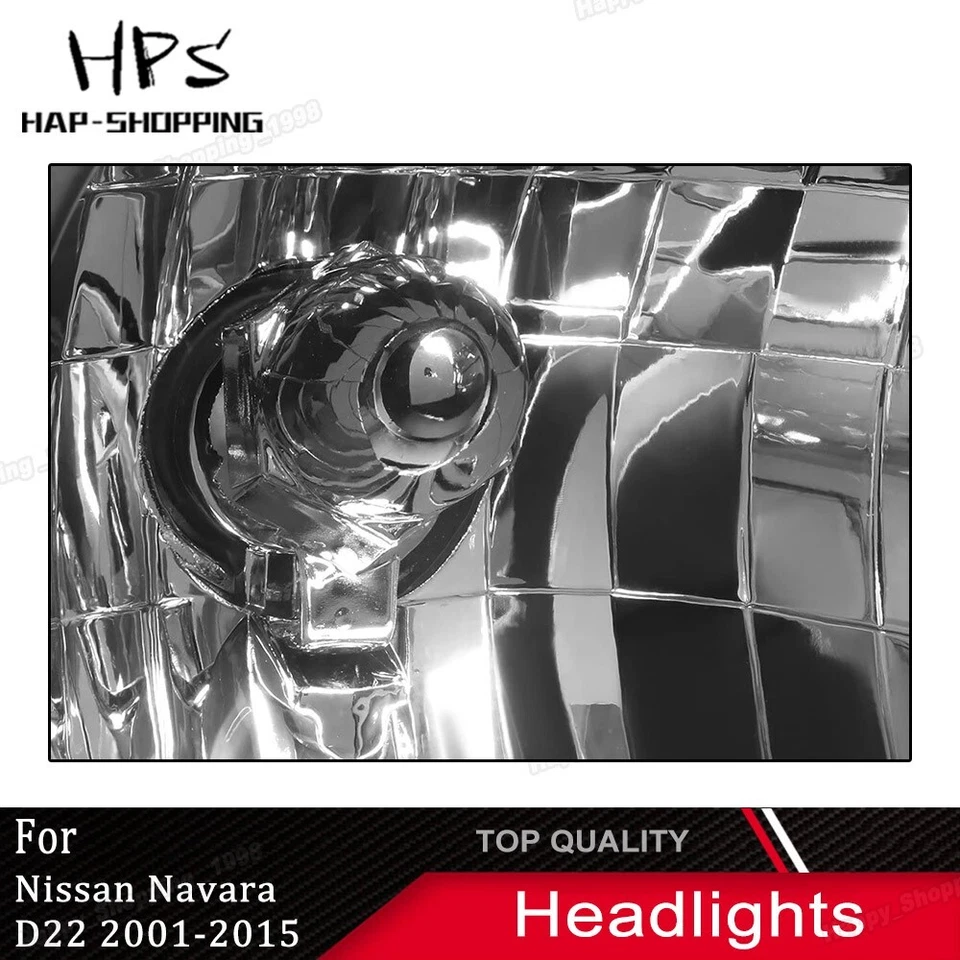 for Nissan Navara D22 2001-2015 HeadLight Left+Right Black Pair RH+LH Head Light - image 4 of 4