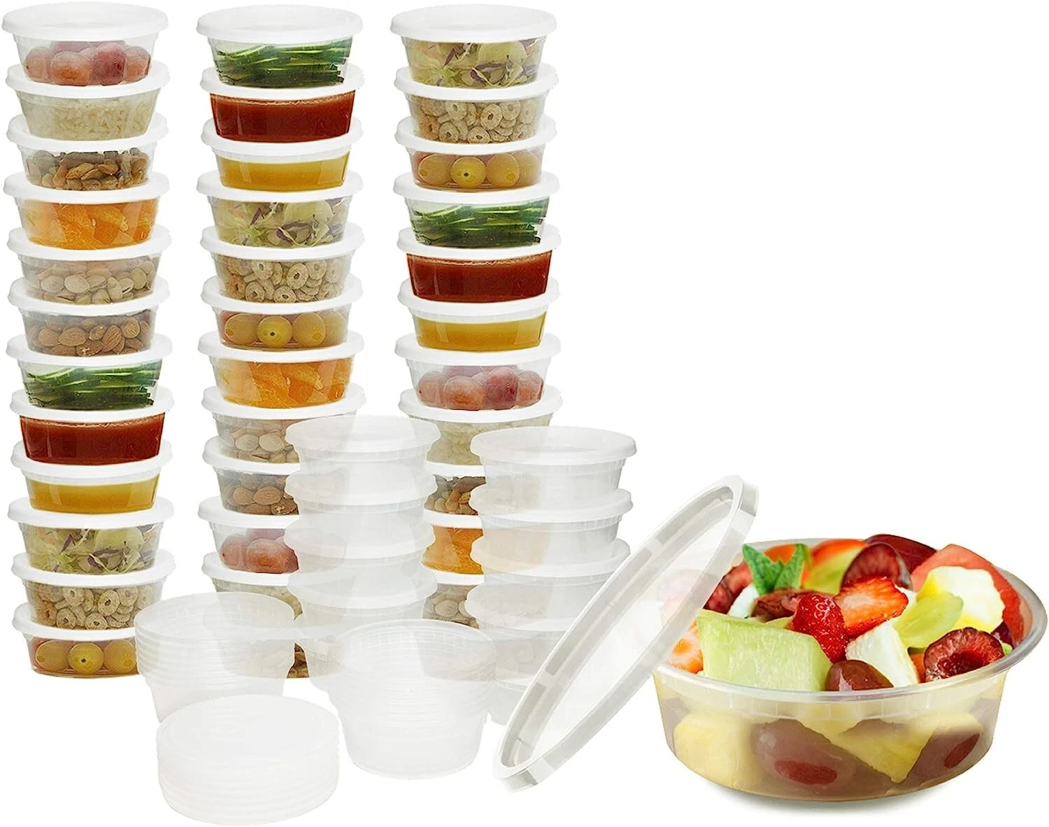 100 Set-8oz Heavy Duty Small Round Deli Food/Soup Plastic Containers Lids
Opens in a new window or t