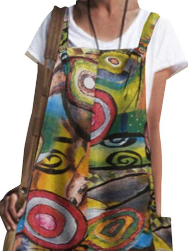 Damen Print Jumpsuit Weite Bein Latzhose Trägerhose Lose Freizeit Sommer*Overall - Bild 20 von 34