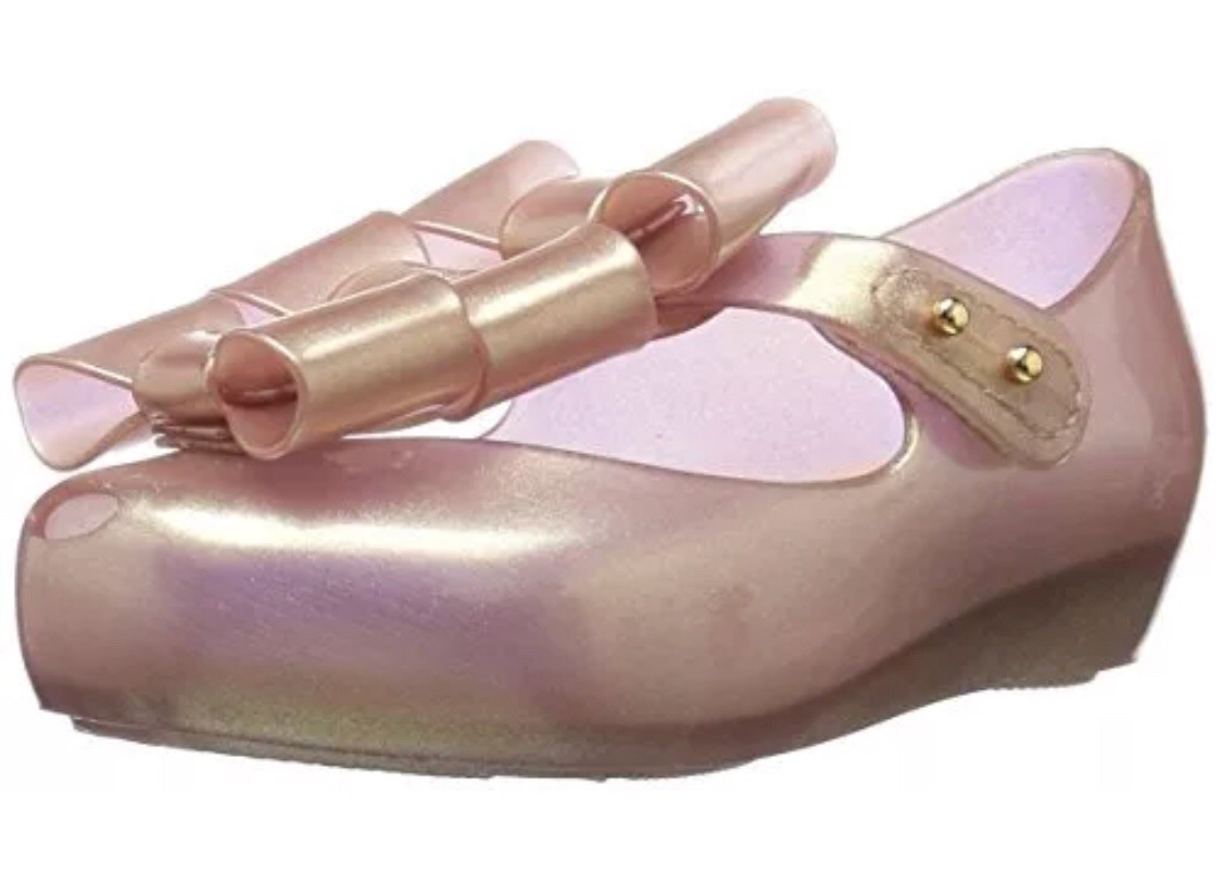 NIB Mini Melissa Ultragirl Triple Bow Metallic Pink Gold Shoes