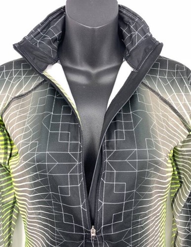 NEW Nike Womens Half Zip Fitted Jacket Small Black Green Geometric Long Sleeve - Picture 3 of 8