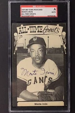 MONTE IRVIN (d.2016) HOF NY Giants Vintage TCMC GREATS POSTCARD SLABBED SGC