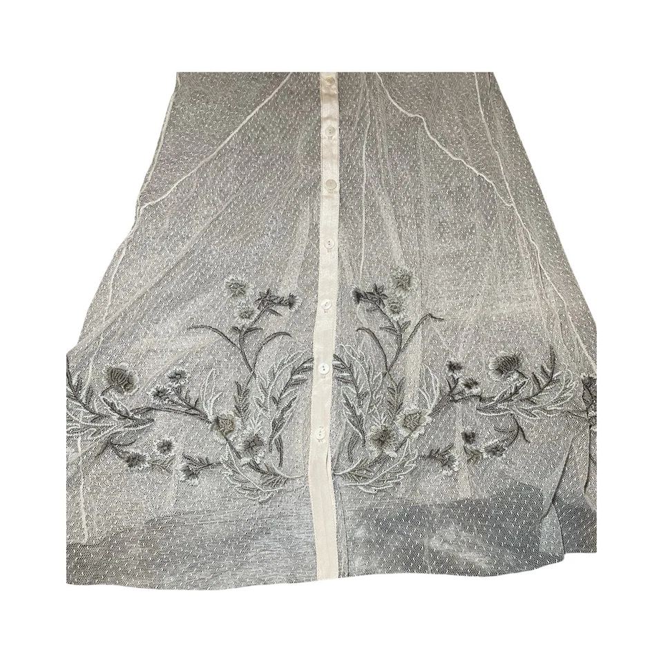 Johnny Was Biya Silk Nylon Sz S Mesh Embroidered Dress Y2K Fairycore Cottagecore - Image 4 of 4