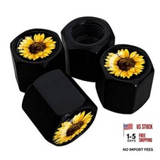 XIAGEANA Metal Car Wheel Tire Valve Stem Caps 4 Pack Cool Sunflower SunShine