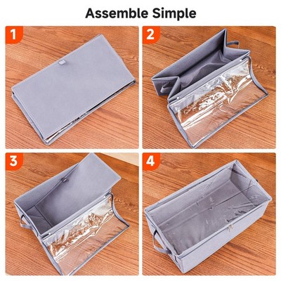 2 Pack VHS Storage Box Cassette Tape Organizer Clear PVC Lid Holds