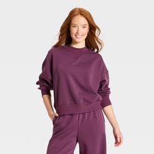 Women's Airy Sleek Pique Crewneck Sweatshirt - All In Motion Dark Purple S