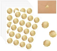 10/500 Pcs Gold Embossed Wax Seal Looking Heart Envelope Seals for Wedding Party