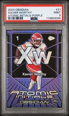 2024 PANINI OBSIDIAN XAVIER WORTHY #21 ATOMIC INITIALS PURPLE 1/50 JERSEY MATCH