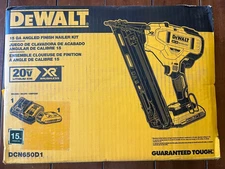 NEW DEWALT 15 GA ANGLED FINISH NAILER KIT 20V MAX BRUSHLESS DCN650D1