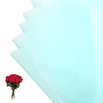 20 Sheets Flower Gift Wrapping Paper Waterproof Light Blue