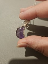 Ethereal Jewellery Amythest Moon Necklace 925 Sterling Silver Chain Brand New