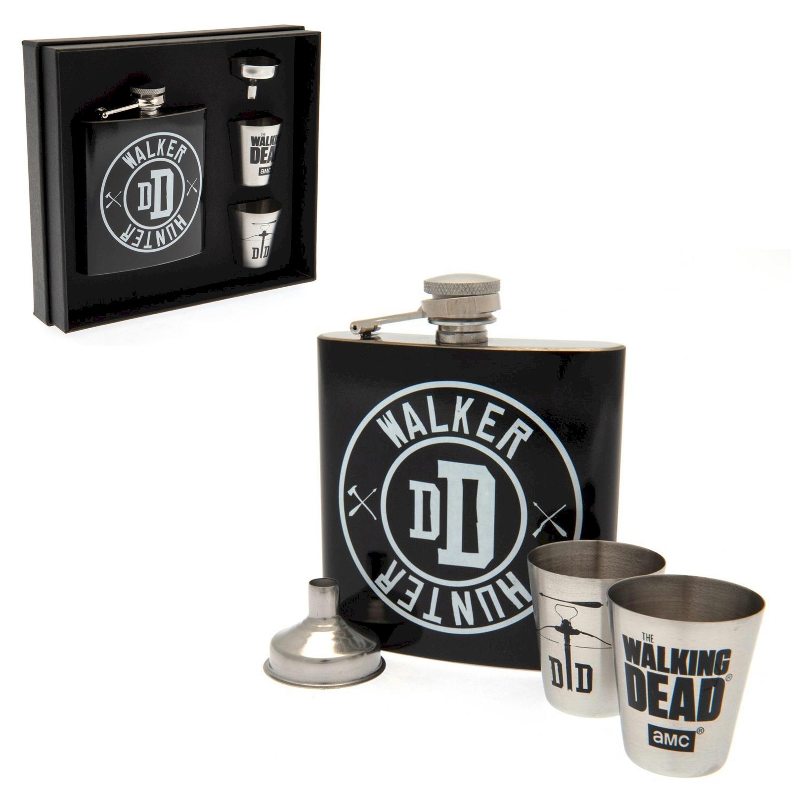 Walking Dead Hip Flask Drinking Set Official NEW