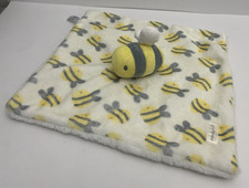 DreamGro 13" x 14" Lovey Security Blanket Bumble Bee Plush Yellow Gray White