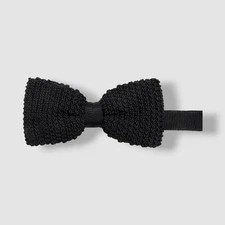 Ryan Seacrest Distinction Men's Black Silk Knit Solid Pre-Tied Bow Tie