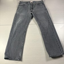 Levis 501 Jeans Mens 36x30 Gray Button Fly Straight Leg Denim Pants Classic