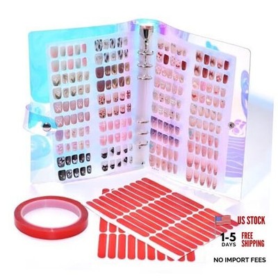 Holographic Press-On Nails Organizer - 2 Double-Sided Storage Pages with Book