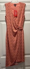 NWT Women’s Dress Sz XS Cut To Curve Stretch Coral Ropes Asymmetrical Hemline