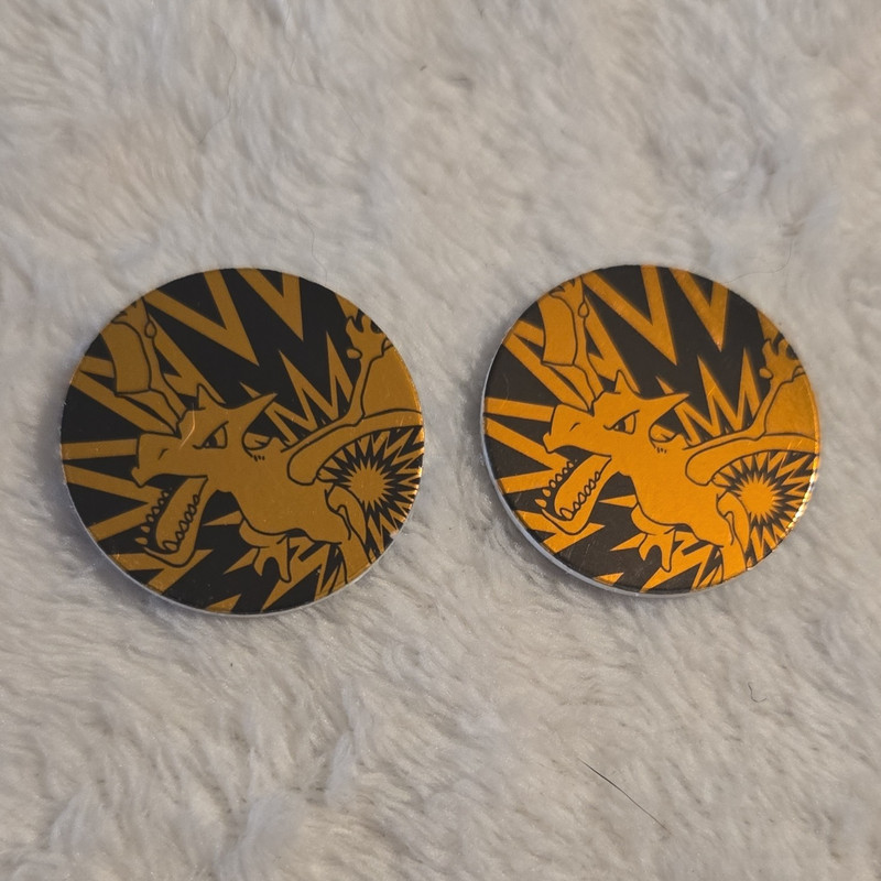 Vintage Wizards of the Coast Pokémon  Aerodactyl Flip Coin 2pc Gold/Black 1999