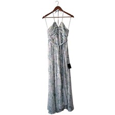 Lulus Effortlessly Abloom Dress Floral Ruched Halter Maxi Green Women Size S