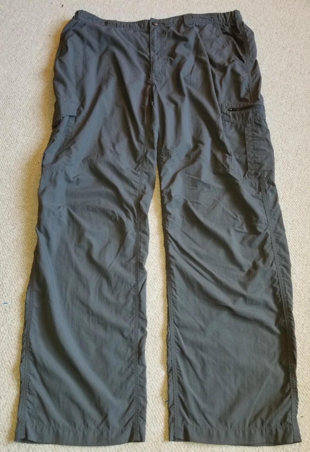 Mens Pants-COLUMBIA-gray nylon 'Omni Shield' cargo hiking outdoors-40x32