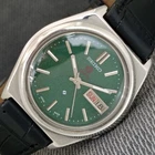 VINTAGE SEIKO EXPO 70 AUTOMATIC 7009A JAPAN MENS GREEN COLOR DIAL WATCH a2592-U