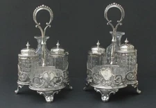 Pair Victorian British Sterling Silver Cruets 1872 Sheffield