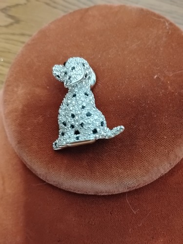 Ancienne rare broche en cristal Swarovski 101 chiot dalmate chien argent noir 2 - Photo 4 sur 7