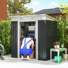 6' x 4' Metal Outdoor Storage Tool Garden Shed w/ 2 Air Vents for Backyard