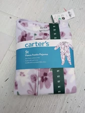 Carter's Girls Fleece Zipper Closure Long Sleeve Footie Pajama Purple Sz 5T BR4