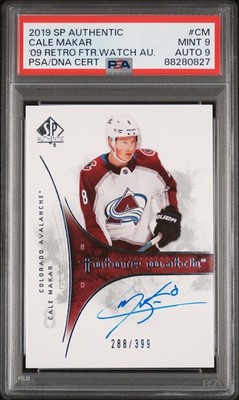2019 Sp Authentic Retro Future Watch Cale Makar '09-10 Auto /399 PSA 9