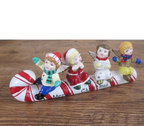 Vintage Christmas Candy Cane elves Sleigh Ride Kids Angels Cracker Barrel - Picture 2 of 6