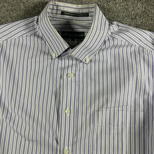 Eddie Bauer Wrinkle Free Relaxed Fit Shirt Men's Large Tall Striped Purple