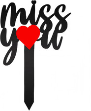 11.8 Inches Metal Memorial Grave Marker "Miss You" Cemetery Decoration Stake Wat