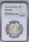 1955 Franklin Half Dollar 50c NGC MS66 FBL Bugs Bunny - Beautifully Toned!