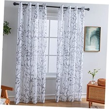White Curtains 63 Inch Length 2 Panels, Semi 52"W x 63"L Pack of 2 Grey